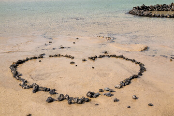 Heart made of stones, Lanzarote, Spain