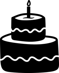 Birthday Cake with Candle Illustration 