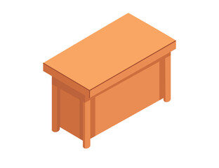 Classic wooden office boss desk. Isometric cartoon style furniture for home and office. Vector illustration isolated on white background