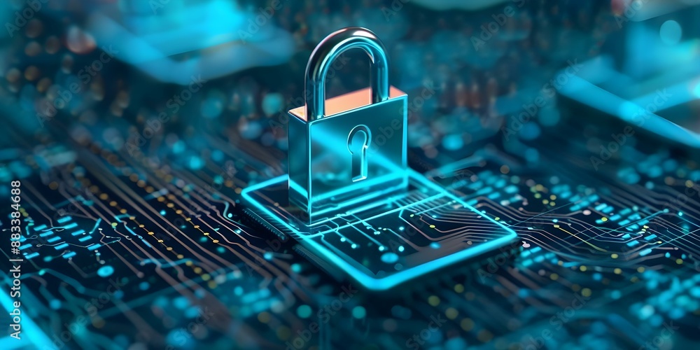 Poster picture of futuristic cybersecurity network interface with encrypted data connections. concept futur