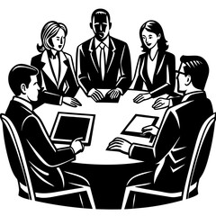 Business people in meetings silhouette vector illustration on white background 