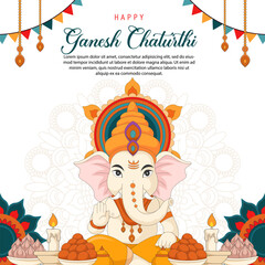 Naklejka premium Happy Ganesh Chaturthi background