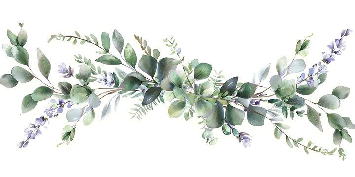 Watercolor eucalyptus and lavender floral elements for wedding invitations and decorations. Concept Wedding Invitations, Eucalyptus, Lavender, Floral Decorations, Watercolor Elements