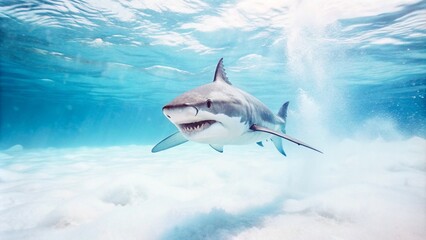 Fototapeta premium a-shark-preparing-for-an-attack-in-the-ocean