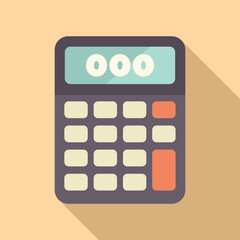 Electronic calculator displaying three zeroes in flat design style with long shadow