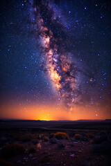 Fototapeta premium Spectacular Milky Way Galaxy Over Desert Landscape at Night