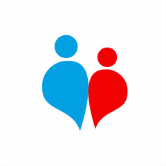 Heart logo design with people and blood concept