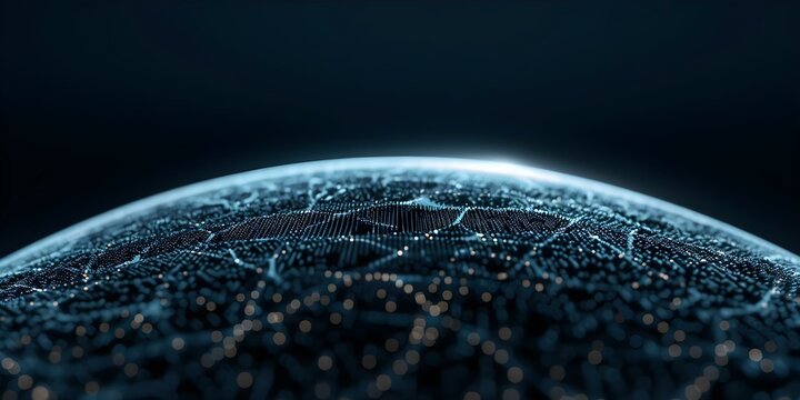 Global network using blockchain technology for future planet communication and cryptocurrency transactions. Concept Blockchain Technology, Global Network, Future Communication