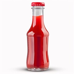 Glass bottle of ketchup on white background with clipping path
