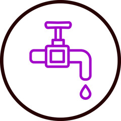 Faucet Vector Line Purple Circle Black