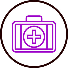 First aid kit Vector Line Purple Circle Black