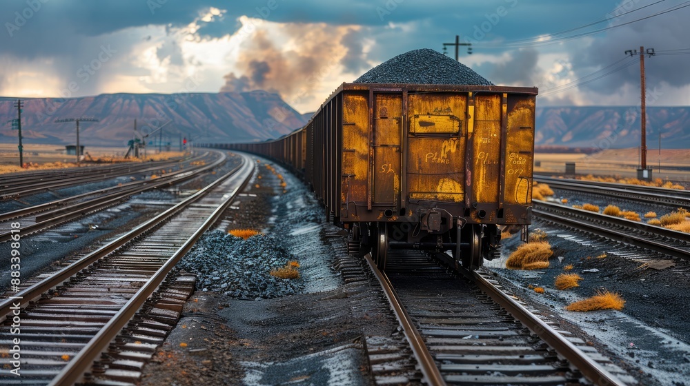 Poster train transporting coal. generative ai.