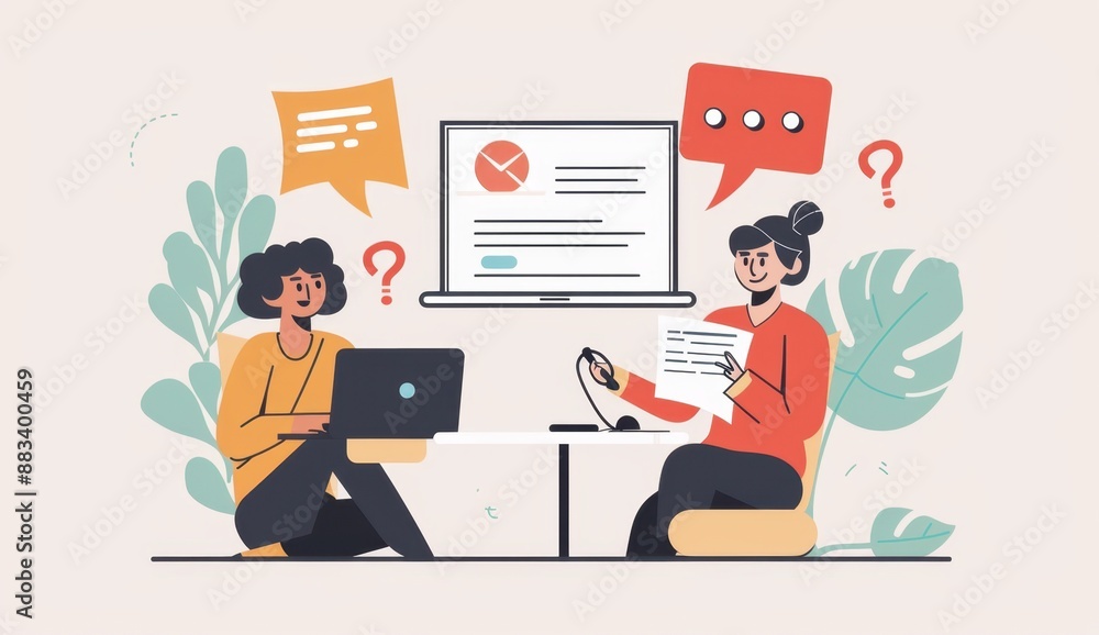 Poster a flat vector illustration shows two people talking to each other over the phone one person is holdi