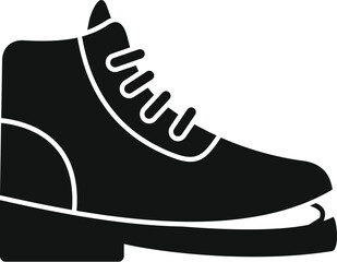 Black silhouette of a hiking boot, ideal for illustrating themes of outdoor activities, trekking, and adventures