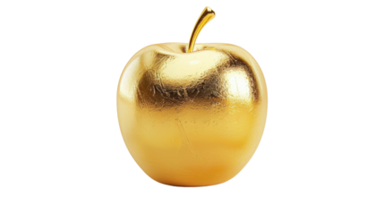 Golden apple on a transparent background