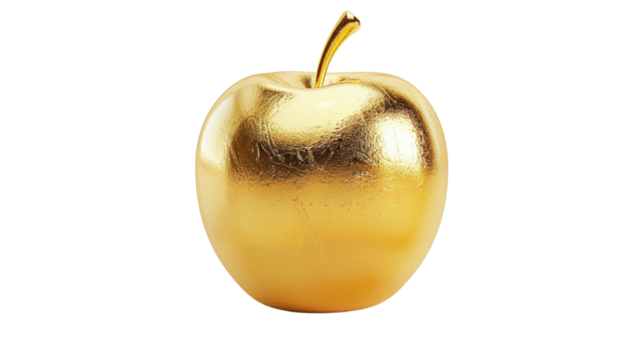 Golden apple on a transparent background