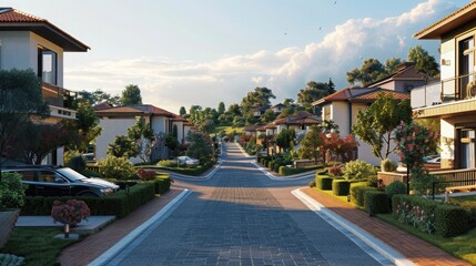 Obraz premium Hillside avenue with luxurious villas.