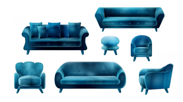  blu furniture set white background 