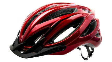 Red bicycle helmet Isolated on transparent background