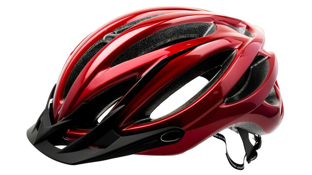 Red bicycle helmet Isolated on transparent background