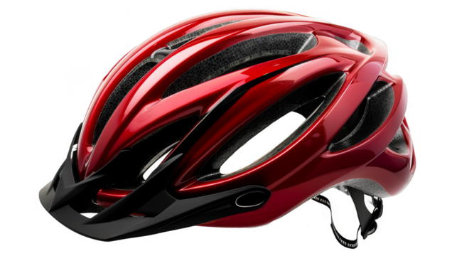 Red bicycle helmet Isolated on transparent background
