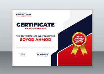 Modern Business Creative certificate appreciation, Business certificate template, award, achievement, certificate of recognition, excellence, certificate border, completion Luxury Certificate Design 