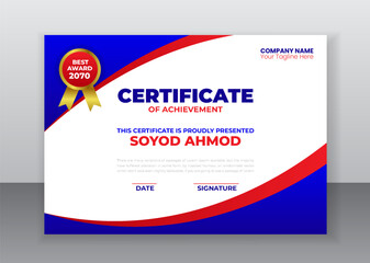 Modern Business Creative certificate appreciation, Business certificate template, award, achievement, certificate of recognition, excellence, certificate border, completion Luxury Certificate Design 