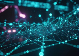 Obraz premium Connected network big data flow digital connectivity futuristic technology data visualization glowing nodes information technology tech innovation AI network structure