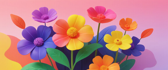 Fototapeta premium Modern Nature-Inspired Floral Background with Vibrant Colors
