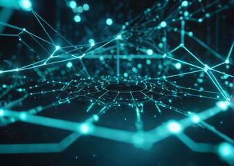 Obraz premium Connected network big data flow digital connectivity futuristic technology data visualization glowing nodes information technology tech innovation AI network structure
