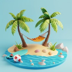 Obraz premium Isometric illustration of a tropical island