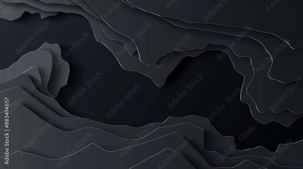 Poster abstract design featuring a black paper cutout with layered, flowing lines. this image can be used a