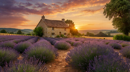 lavender field at sunset