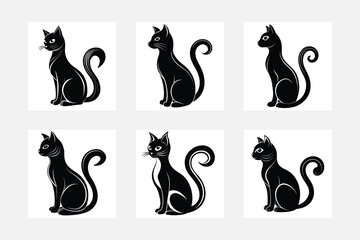 Vector illustration set of contours, cats vector 