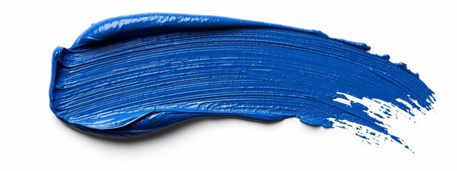 Obraz premium A tight shot of blue paint smudges against a pristine white backdrop, featuring a distinct white speck within the smudge