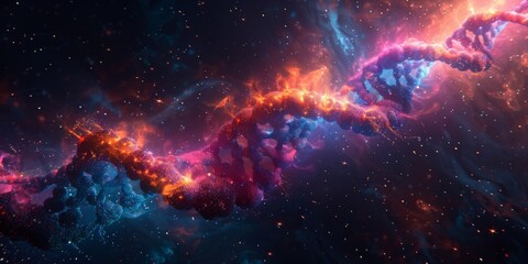 Obraz premium Glowing DNA strand showcased with stunning bokeh light effects and high detail, suitable for science visuals.