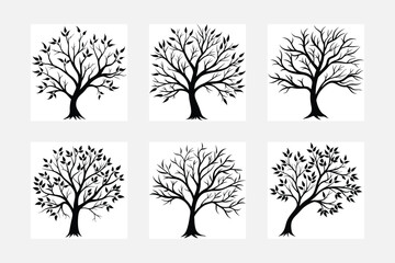 Silhouette tree photo and vector set