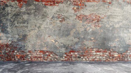 Fototapeta premium Brick and decorative plaster wall with text space and announcement corner