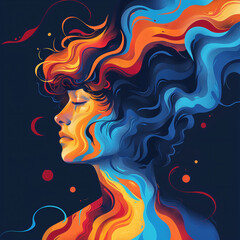 Illustration of a kid with autism, featuring vibrant colors. The illustration portrays the uniqueness and diversity of children with autism, highlighting acceptance and understanding