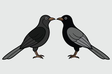 Obraz premium Set of cute birds isolated on white background. birds silhouettes set. Birds icon Set . Birds. Love Birds. Wildlife, Flying, illustration, Silhouette. Birds Vector illustration.