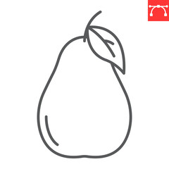 Pear line icon, fresh and fruit, pear vector icon, vector graphics, editable stroke outline sign, eps 10.