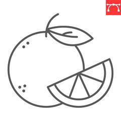 Orange fruit line icon, fresh and fruit, orange vector icon, vector graphics, editable stroke outline sign, eps 10.