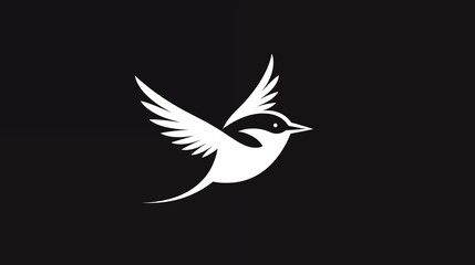Obraz premium Minimalist Silhouette of a Bird in Flight on Black Background