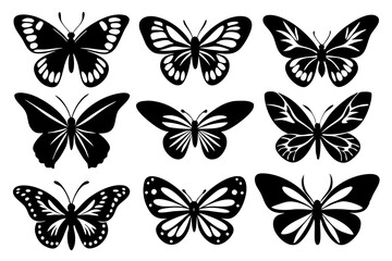  A set of bunches of Cute butterflies, sticker sheet, vector art illustration 