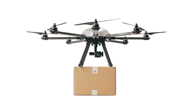 Delivery drone on transparent background