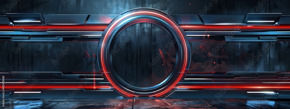 Aufkleber a futuristic space scene with a large empty area