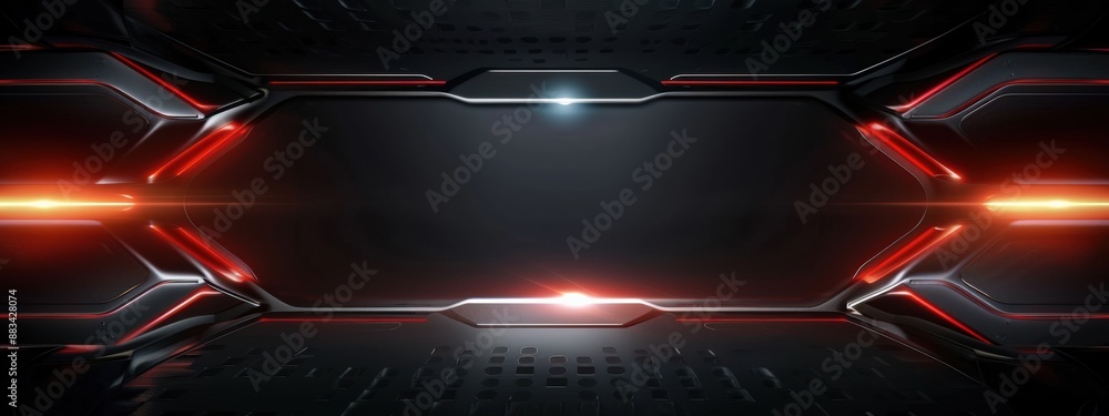 Poster a futuristic space scene with a large empty area