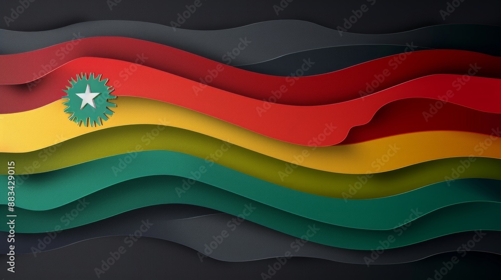 Poster digital illustration of a somali flag rendered in a wavy paper style, perfect for adding a patriotic