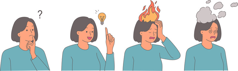 Woman gets burnt out after brainstorming and finding right solution for complex problem. Girl who came up with idea to solve problem became victim of burnout due to intense pressure