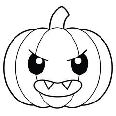 Cute Halloween Pumpkeen Vector on white background , Mandala coloring page